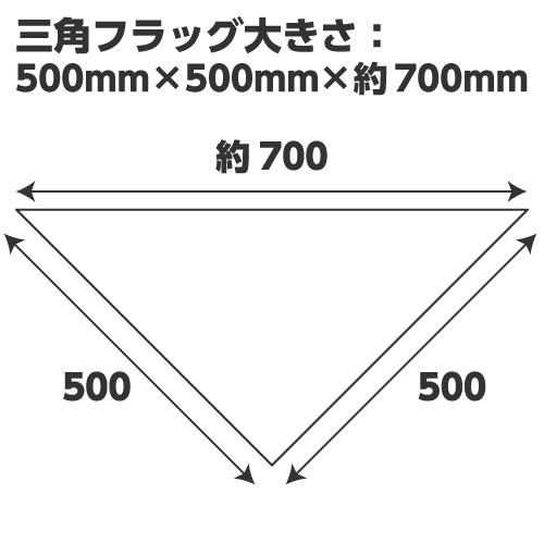 三角フラッグの大きさ:500mm×500mm×約700mm